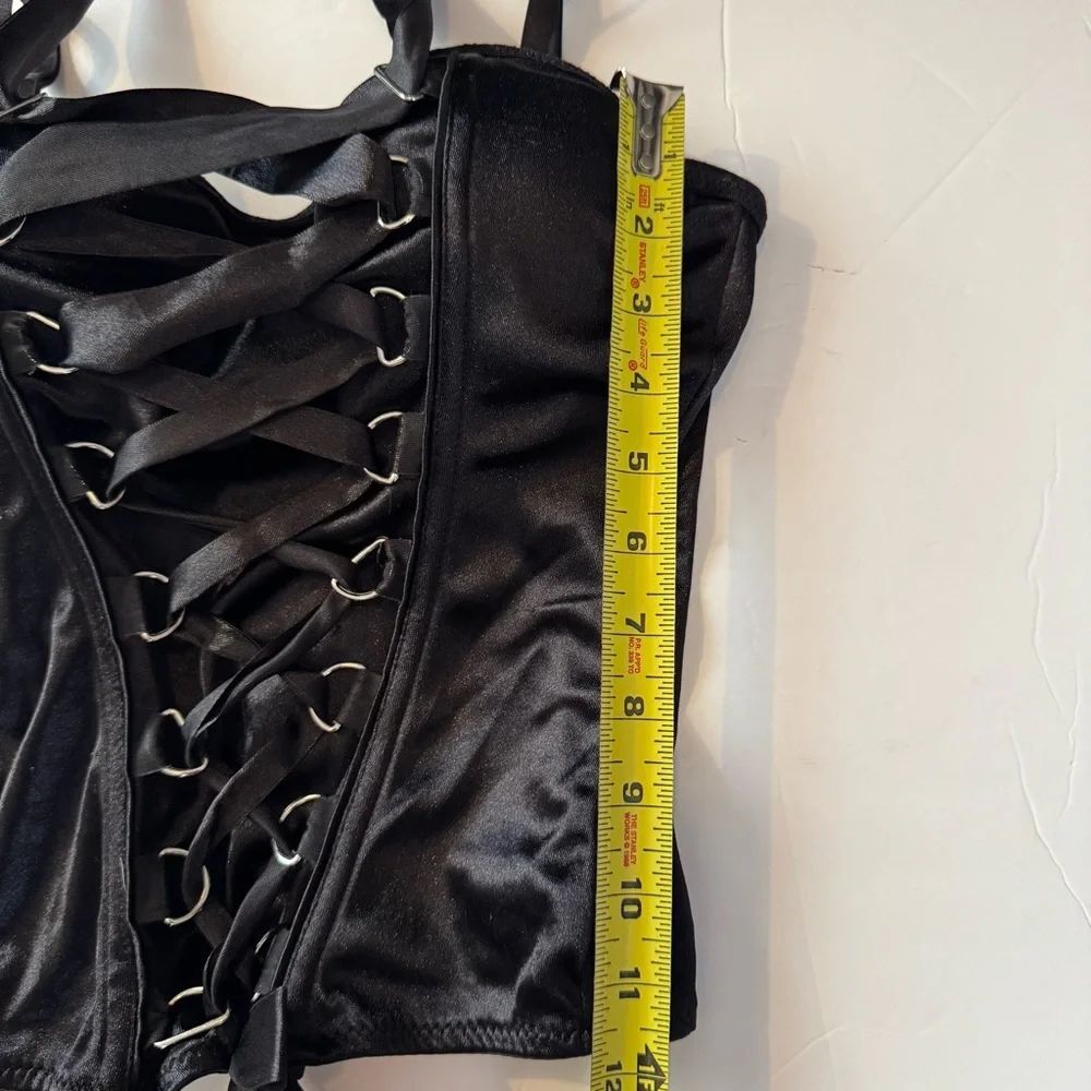 Gothic Black Lace Up Corset Top Spirit Halloween M Y2K Burlesque Festivalwear - Picture 16 of 16